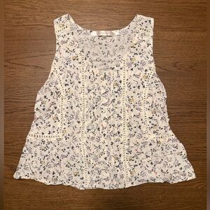 Stitch Fix fun 2 fun White Floral Crochet Lace Accent Sleeveless Tank